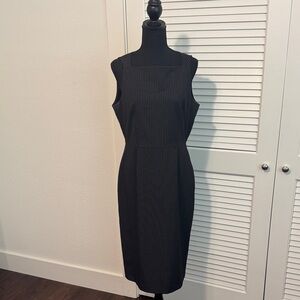 ANTONIO MELANI Black Pinstripe Midi Dress